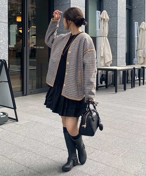 DouDou（ドゥドゥ）の「【インフルエンサー SAKURA企画】チェックハーフコート（その他アウター・レディース・ベージュ・FREE）」の16枚目の写真