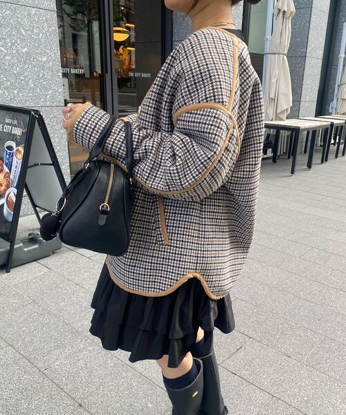 DouDou（ドゥドゥ）の「【インフルエンサー SAKURA企画】チェックハーフコート（その他アウター・レディース・ベージュ・FREE）」の18枚目の写真