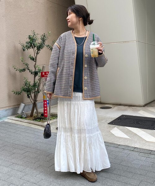 DouDou（ドゥドゥ）の「【インフルエンサー SAKURA企画】チェックハーフコート（その他アウター・レディース・ベージュ・FREE）」の19枚目の写真