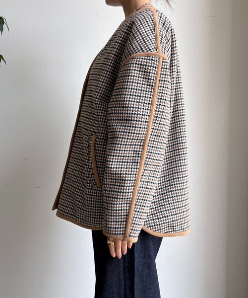 DouDou（ドゥドゥ）の「【インフルエンサー SAKURA企画】チェックハーフコート（その他アウター・レディース・ベージュ・FREE）」の2枚目の写真