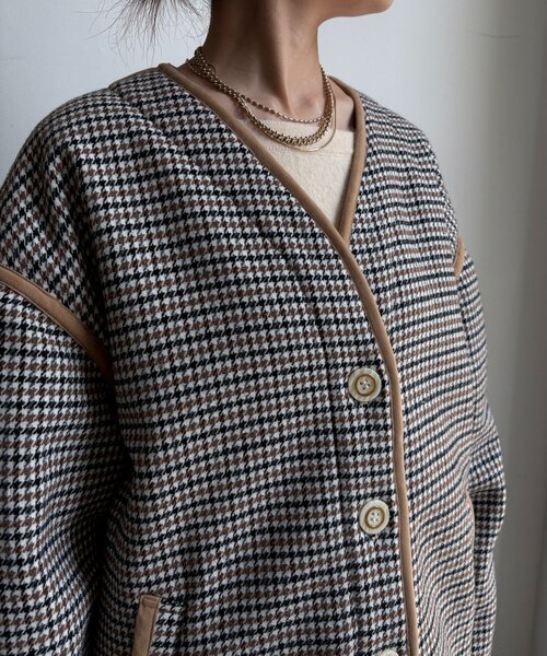 DouDou（ドゥドゥ）の「【インフルエンサー SAKURA企画】チェックハーフコート（その他アウター・レディース・ベージュ・FREE）」の5枚目の写真