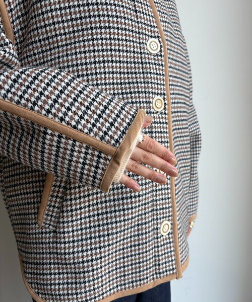 DouDou（ドゥドゥ）の「【インフルエンサー SAKURA企画】チェックハーフコート（その他アウター・レディース・ベージュ・FREE）」の7枚目の写真