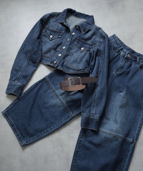 Ulysses(ユリシス)の「【セットアップ】ベルト付きデニムジャケット&バレルレッグパンツ(セットアップ・レディース・ネイビー/ブルー・M/S)」の22枚目の写真