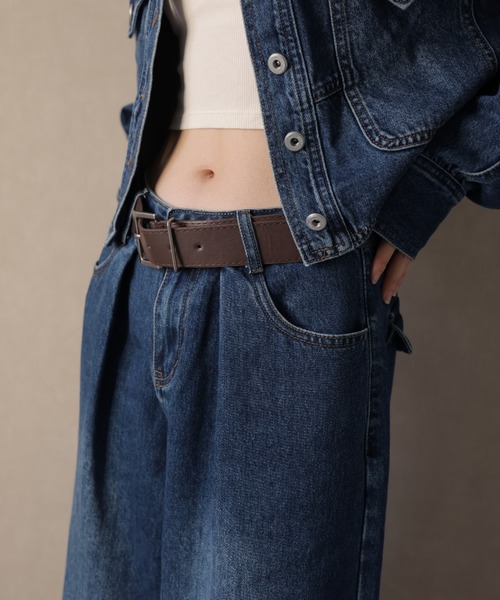 Ulysses(ユリシス)の「【セットアップ】ベルト付きデニムジャケット&バレルレッグパンツ(セットアップ・レディース・ネイビー/ブルー・M/S)」の19枚目の写真