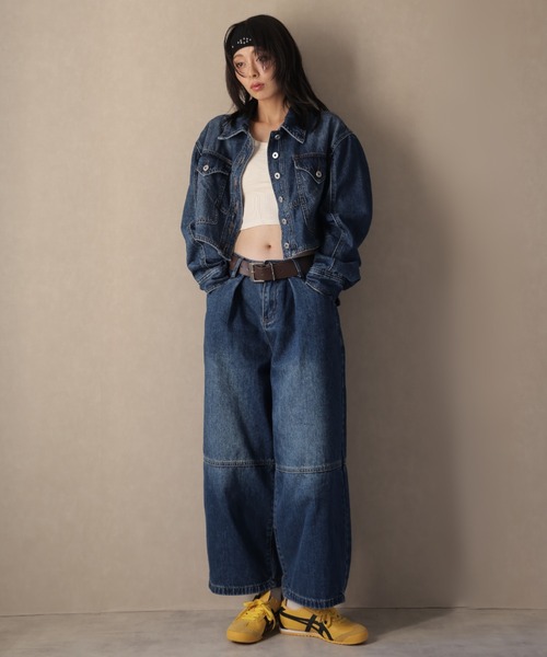 Ulysses(ユリシス)の「【セットアップ】ベルト付きデニムジャケット&バレルレッグパンツ(セットアップ・レディース・ネイビー/ブルー・M/S)」の9枚目の写真