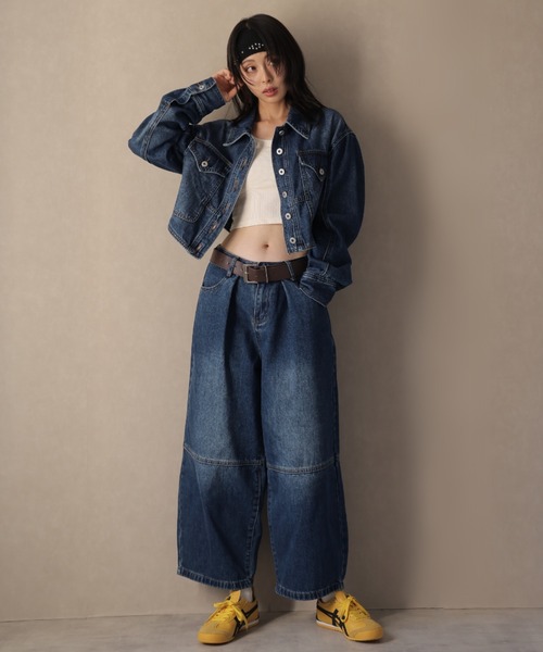 Ulysses(ユリシス)の「【セットアップ】ベルト付きデニムジャケット&バレルレッグパンツ(セットアップ・レディース・ネイビー/ブルー・M/S)」の10枚目の写真