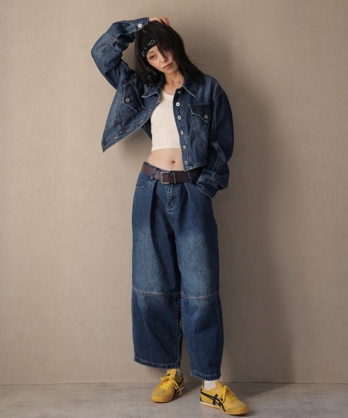 Ulysses(ユリシス)の「【セットアップ】ベルト付きデニムジャケット&バレルレッグパンツ(セットアップ・レディース・ネイビー/ブルー・M/S)」の14枚目の写真