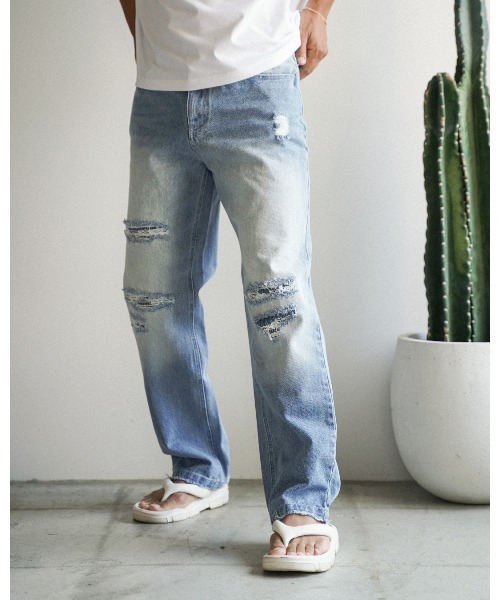 #Re:room（リルーム）の「ヴィンテージリペアストレートデニムパンツ（デニムパンツ・メンズ・ブルー・LARGE/MEDIUM/SMALL）」の20枚目の写真