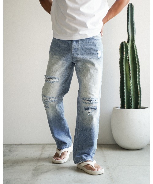 #Re:room（リルーム）の「ヴィンテージリペアストレートデニムパンツ（デニムパンツ・メンズ・ブルー・LARGE/MEDIUM/SMALL）」の21枚目の写真