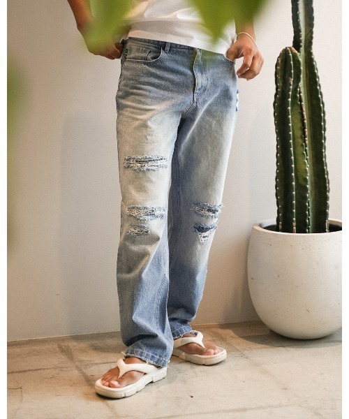 #Re:room（リルーム）の「ヴィンテージリペアストレートデニムパンツ（デニムパンツ・メンズ・ブルー・LARGE/MEDIUM/SMALL）」の14枚目の写真