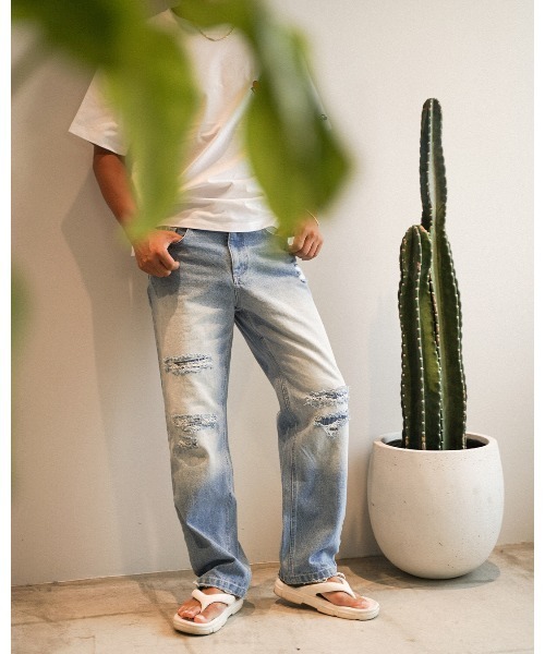 #Re:room（リルーム）の「ヴィンテージリペアストレートデニムパンツ（デニムパンツ・メンズ・ブルー・LARGE/MEDIUM/SMALL）」の15枚目の写真