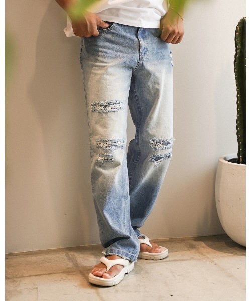 #Re:room（リルーム）の「ヴィンテージリペアストレートデニムパンツ（デニムパンツ・メンズ・ブルー・LARGE/MEDIUM/SMALL）」の16枚目の写真