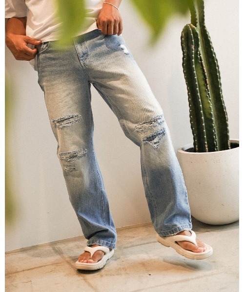 #Re:room（リルーム）の「ヴィンテージリペアストレートデニムパンツ（デニムパンツ・メンズ・ブルー・LARGE/MEDIUM/SMALL）」の17枚目の写真