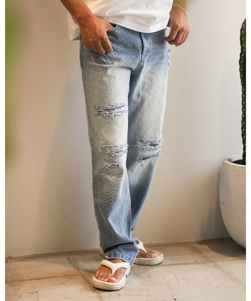 #Re:room（リルーム）の「ヴィンテージリペアストレートデニムパンツ（デニムパンツ・メンズ・ブルー・LARGE/MEDIUM/SMALL）」の13枚目の写真