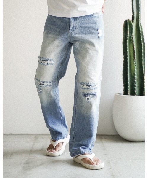 #Re:room（リルーム）の「ヴィンテージリペアストレートデニムパンツ（デニムパンツ・メンズ・ブルー・LARGE/MEDIUM/SMALL）」の19枚目の写真