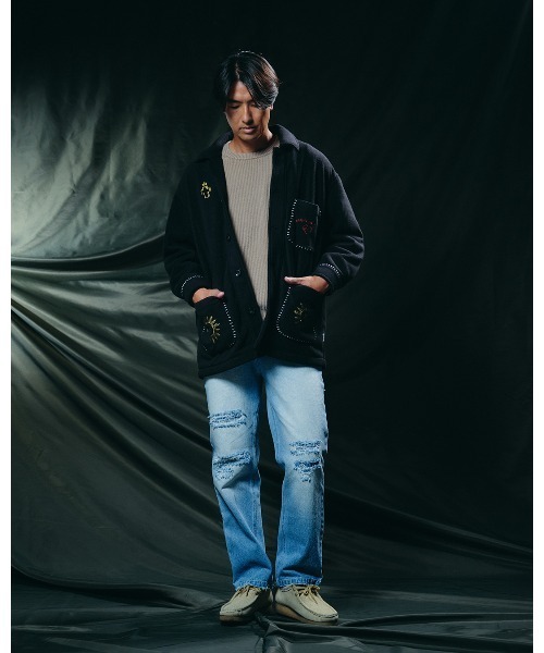 #Re:room（リルーム）の「ヴィンテージリペアストレートデニムパンツ（デニムパンツ・メンズ・ブルー・LARGE/MEDIUM/SMALL）」の7枚目の写真