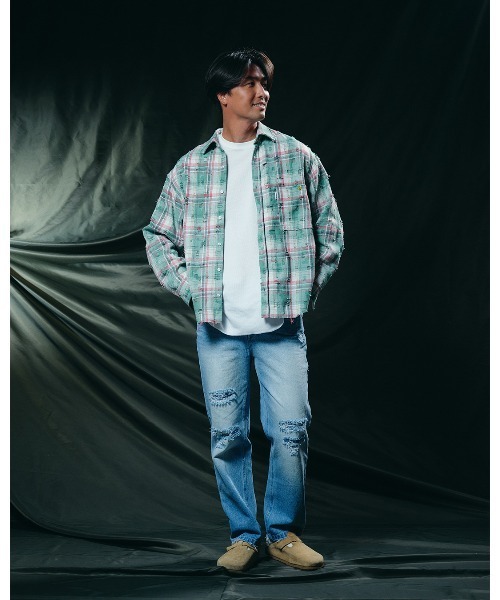 #Re:room（リルーム）の「ヴィンテージリペアストレートデニムパンツ（デニムパンツ・メンズ・ブルー・LARGE/MEDIUM/SMALL）」の11枚目の写真