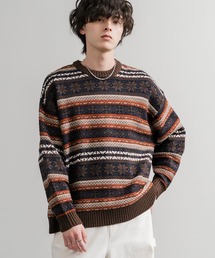 【美品】CORTINA ブラウン系ボーダーニット M-L セーター ITALIA ボーダー ニット（レディースファッション）の通販