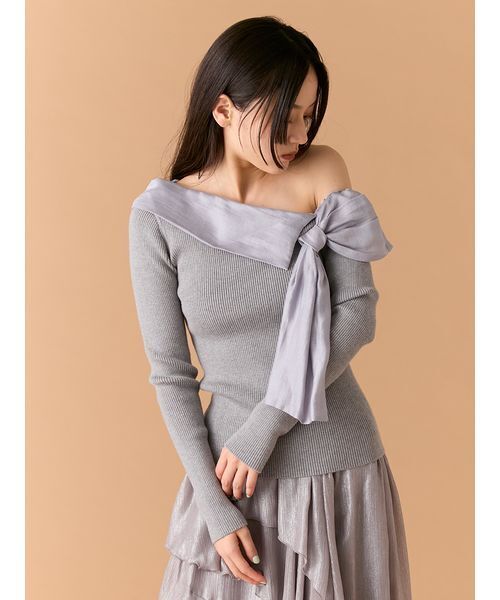 リボンディテールドッキングニット（ニット/セーター）｜LILY BROWN