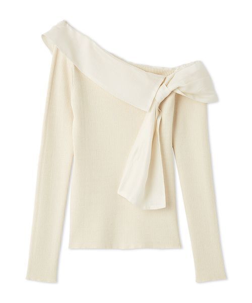 LILY BROWN(リリーブラウン)の「リボンディテールドッキングニット(ニット/セーター・レディース・ホワイト/グレー/ブラック・F)」の14枚目の写真