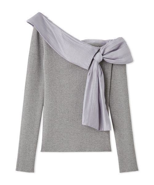 LILY BROWN(リリーブラウン)の「リボンディテールドッキングニット(ニット/セーター・レディース・ホワイト/グレー/ブラック・F)」の15枚目の写真