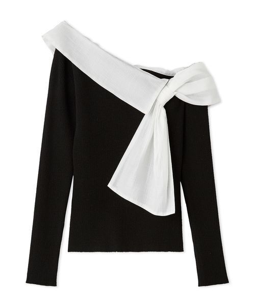 LILY BROWN(リリーブラウン)の「リボンディテールドッキングニット(ニット/セーター・レディース・ホワイト/グレー/ブラック・F)」の16枚目の写真