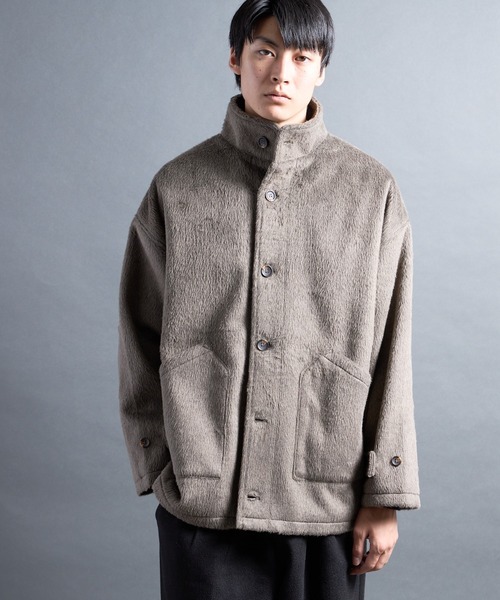 Magine(マージン)の「【SELECT】PF:MILITARY STAND/C SHAGGY JACKET/ミリタリースタンドカラーシャギージャケット(ブルゾン・メンズ・グレー/カーキ・2)」の2枚目の写真