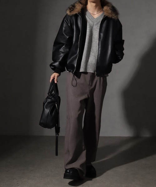 セール】【welise/ウェライズ】アーティフィシャルレザー×ボア