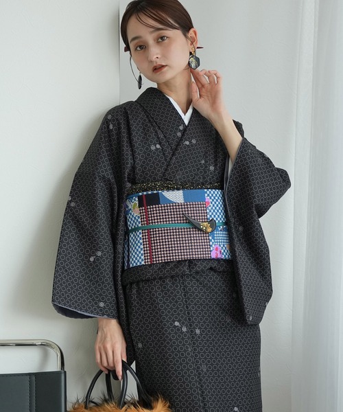 utatane(ウタタネ)の「着物 洗える袷着物(着物・レディース・ブルー系1/ブラック系1/ブラック系3/ブラック系2/グリーン系1/ブルー系2・L/M)」の2枚目の写真