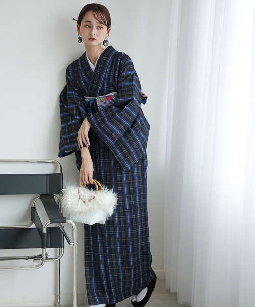 utatane(ウタタネ)の「着物 洗える袷着物(着物・レディース・ブルー系1/ブラック系1/ブラック系3/ブラック系2/グリーン系1/ブルー系2・L/M)」の5枚目の写真