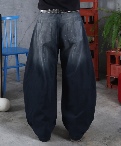 ILL'S（イルズ）の「AW グランジ ペイント フェード加工 デニムパンツ メンズ レディース ユニセックス 【ILL'S】（デニムパンツ・メンズ・ブルー・M/L）」の5枚目の写真