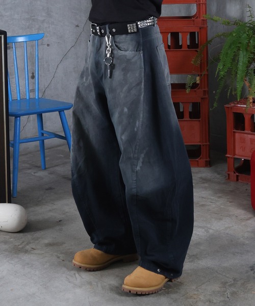 ILL'S（イルズ）の「AW グランジ ペイント フェード加工 デニムパンツ メンズ レディース ユニセックス 【ILL'S】（デニムパンツ・メンズ・ブルー・M/L）」の3枚目の写真