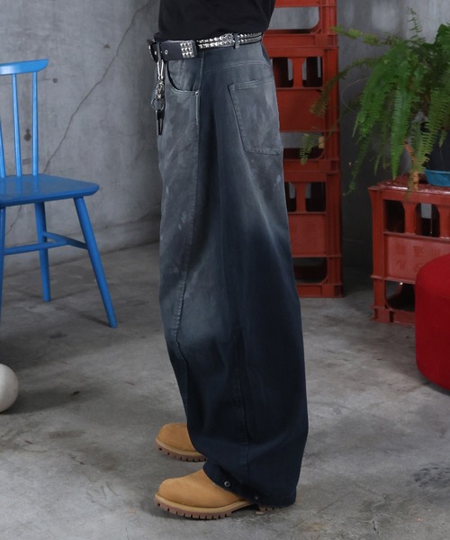 ILL'S（イルズ）の「AW グランジ ペイント フェード加工 デニムパンツ メンズ レディース ユニセックス 【ILL'S】（デニムパンツ・メンズ・ブルー・M/L）」の4枚目の写真