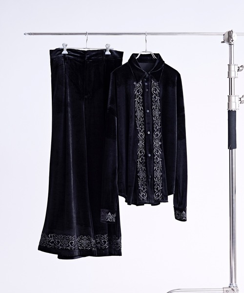 ベロア刺繍フレアパンツ/SETUP対応（スラックス）｜Ellno Loset