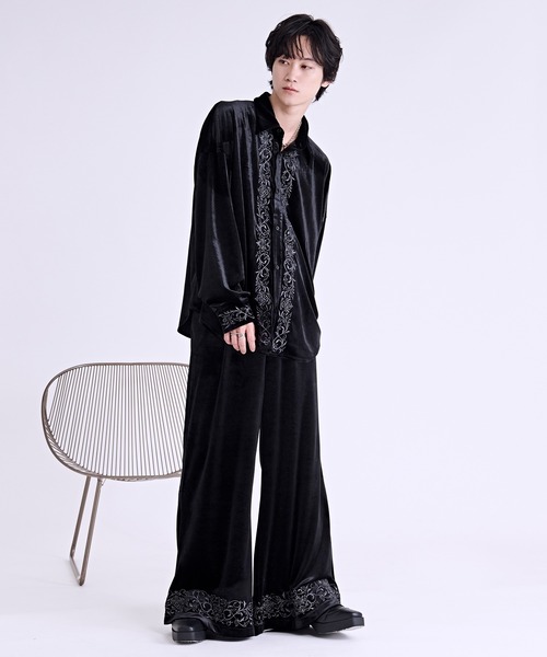 セール】ベロア刺繍フレアパンツ/SETUP対応（スラックス）｜Ellno