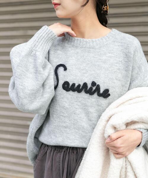 セール】クルーネックロゴニットプルオーバー（ニット/セーター