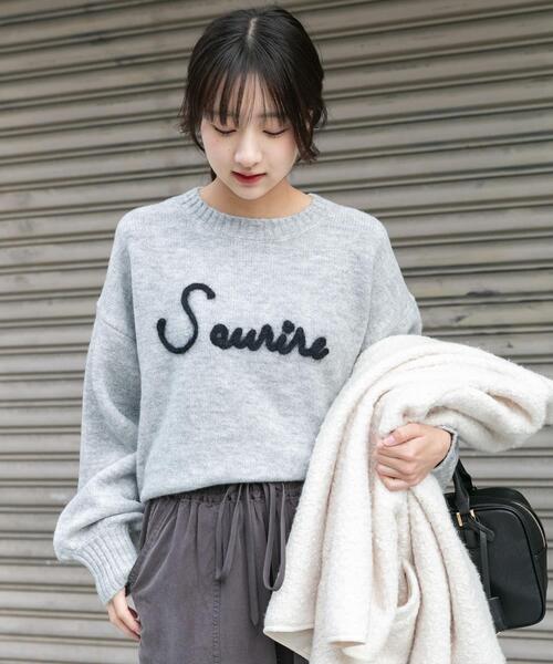 セール】クルーネックロゴニットプルオーバー（ニット/セーター