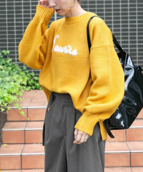 ITEMS URBANRESEARCH(アイテムズ アーバンリサーチ)の「クルーネックロゴニットプルオーバー(ニット/セーター・レディース・ネイビー/イエロー/ライトグレー・FREE)」の6枚目の写真