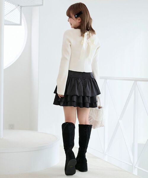 MAJESTIC LEGON(マジェスティックレゴン)の「バックリボンショートカーディガン(カーディガン/ボレロ・レディース・ブラック/アイボリー/ピンク/ボルドー・MEDIUM)」の8枚目の写真