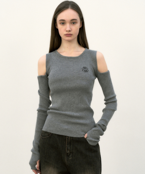 NICK&NICOLE(ニックアンドニコール)の「NICOLE WARMER RIBBED OFF SHOULDER KNIT_DEEP GRAY(ニット/セーター・レディース・その他・FREE)」の1枚目の写真