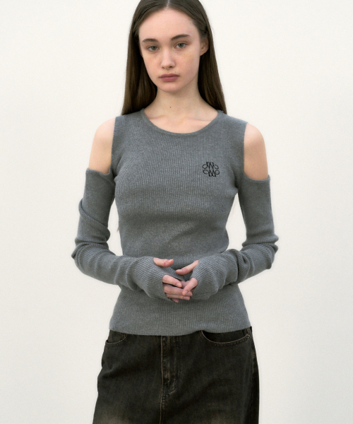 NICK&NICOLE(ニックアンドニコール)の「NICOLE WARMER RIBBED OFF SHOULDER KNIT_DEEP GRAY(ニット/セーター・レディース・その他・FREE)」の2枚目の写真