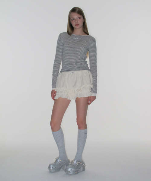 CRANK（クランク）の「フリルレイヤードミニスカート_クリーム（スカート・レディース・その他・FREE）」の2枚目の写真