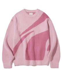 F.ILLUMINATE（フィルミネイト）の「シンボルジャガードラウンドニット-ピンク（ニット/セーター）」