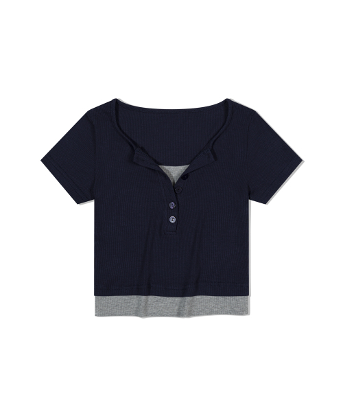 MOAA(モア)の「レイヤードヘンリーTシャツ(ネイビー)(Tシャツ/カットソー・レディース・その他・SMALL/MEDIUM)」の2枚目の写真