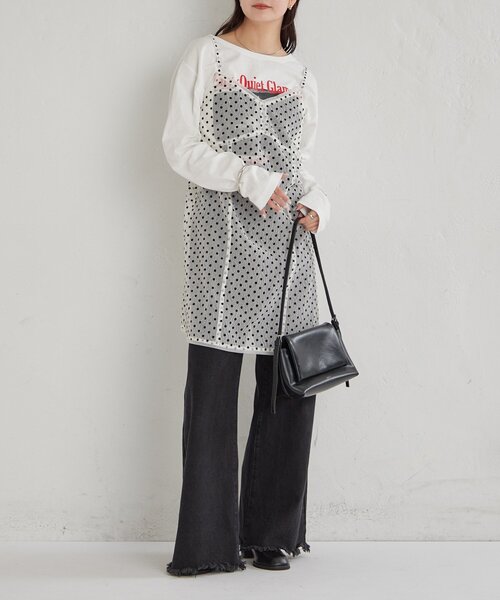 mystic（ミスティック）の「ドットチュールキャミチュニック（キャミソール・レディース・ブラック/オフホワイト/ベージュ・FREE）」の13枚目の写真