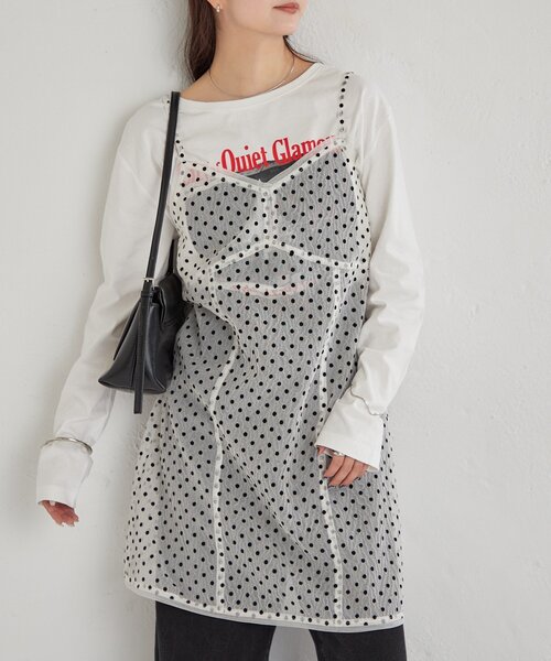 mystic（ミスティック）の「ドットチュールキャミチュニック（キャミソール・レディース・ブラック/オフホワイト/ベージュ・FREE）」の15枚目の写真