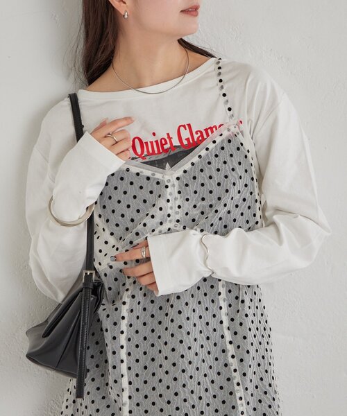 mystic（ミスティック）の「ドットチュールキャミチュニック（キャミソール・レディース・ブラック/オフホワイト/ベージュ・FREE）」の16枚目の写真