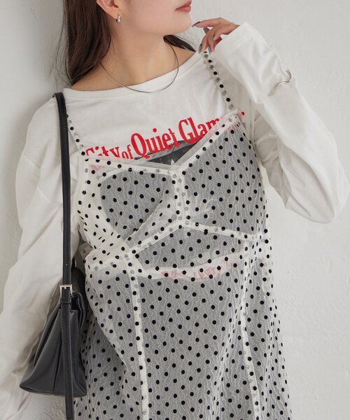 mystic（ミスティック）の「ドットチュールキャミチュニック（キャミソール・レディース・ブラック/オフホワイト/ベージュ・FREE）」の17枚目の写真