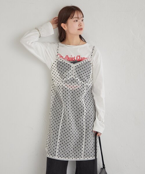 mystic（ミスティック）の「ドットチュールキャミチュニック（キャミソール・レディース・ブラック/オフホワイト/ベージュ・FREE）」の19枚目の写真