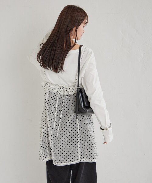 mystic（ミスティック）の「ドットチュールキャミチュニック（キャミソール・レディース・ブラック/オフホワイト/ベージュ・FREE）」の20枚目の写真